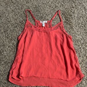 Coral Lace Trim Women's Top